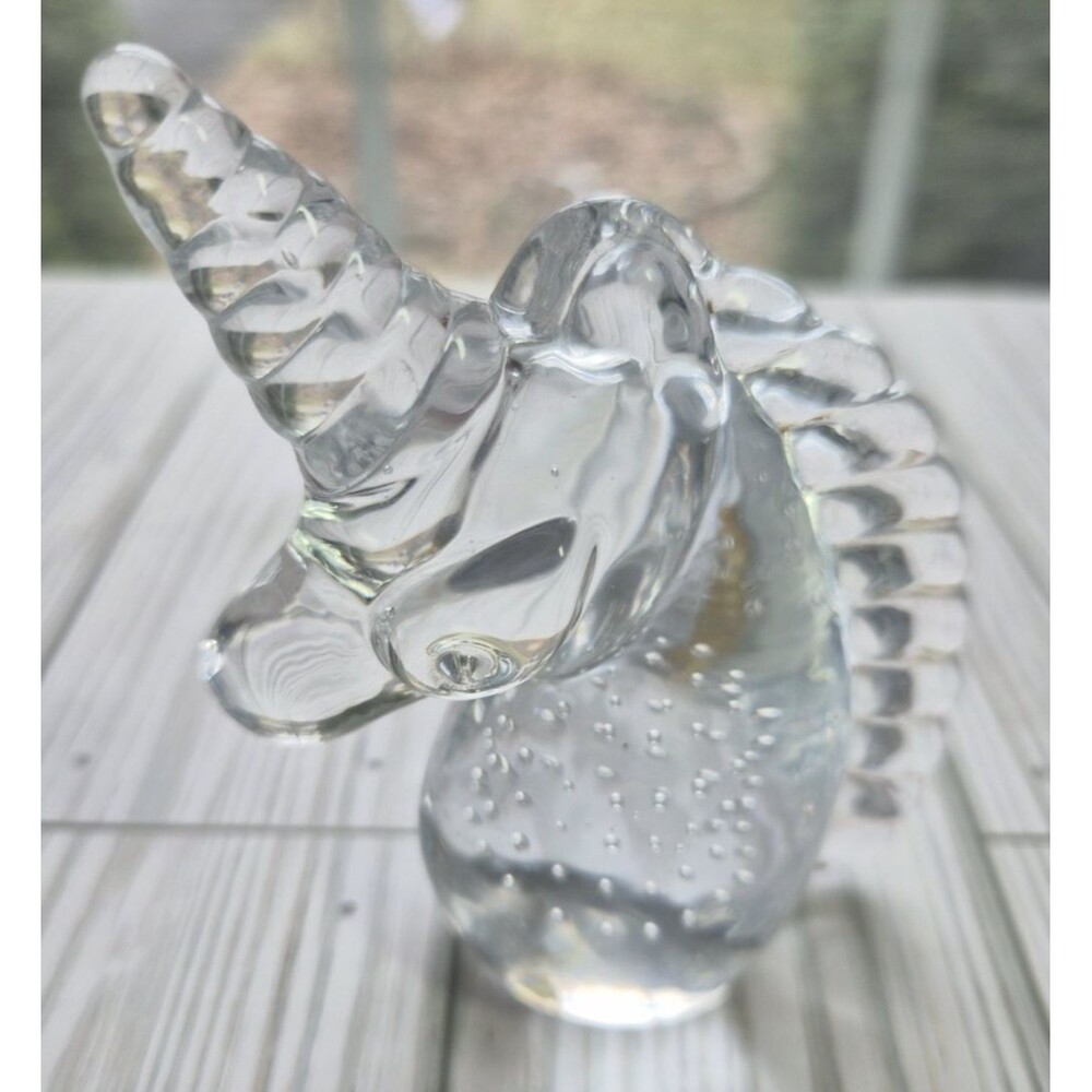 Vintage Bubble Glass Hand Blown Unicorn Figurine Or Paperweight